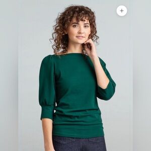 Out of Line Envelope Top Puff Sleeve Half Sleeve M Heather Charcoal Gray EUC